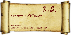 Kriszt Sándor névjegykártya